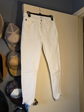 KanCan White Ankle Frayed Hem Jeans